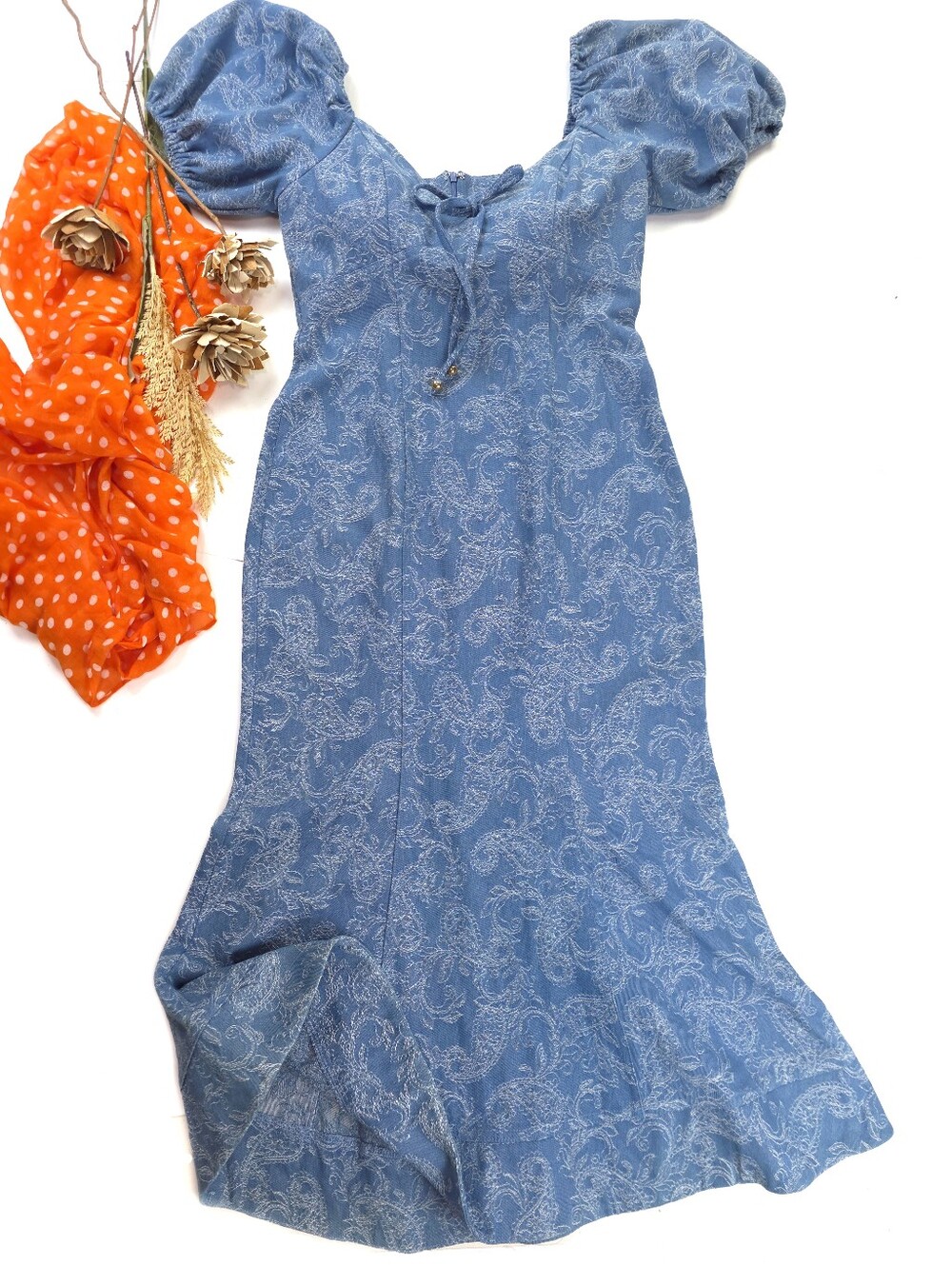 New Here Comes The Sun Denim Floral Dress Sz L